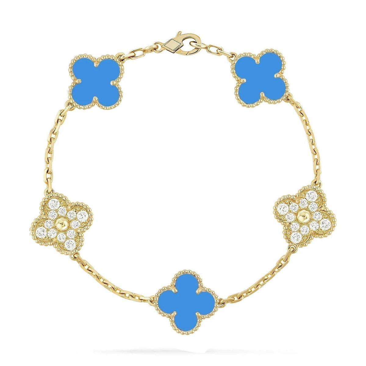 [Polaidi Jewelry] CLOVER 5 MOTIF BLUE AGATE BRACELET COLLECTION