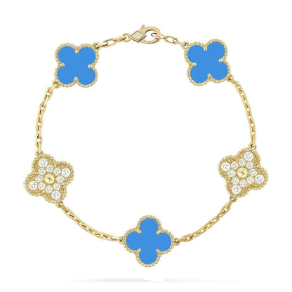 [Polaidi Jewelry] CLOVER 5 MOTIF BLUE AGATE BRACELET COLLECTION