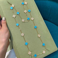[Polaidi Jewelry ]CLOVER 20 MOTIFS TURQUOISE DIAMOND NECKLACE