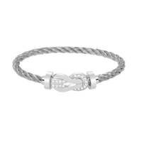 [Polaidi Jewelry ]CHANCE LARGE 8 FIGURE BUCKLE HALF DIAMOND BRACELET SILVER