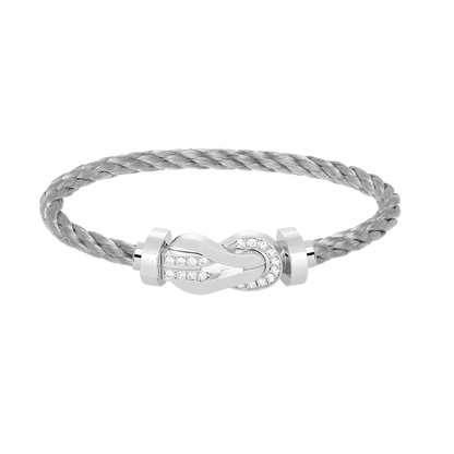 [Polaidi Jewelry]CHANCE LARGE 8 FIGURE BUCKLE HALF DIAMOND BRACELET SILVER