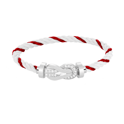 [Polaidi Jewelry]CHANCE LARGE 8 FIGURE BUCKLE HALF DIAMOND BRACELET SILVER