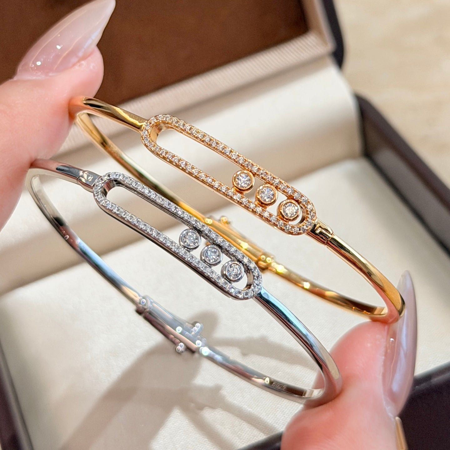 [Polaidi Jewelry]Move Pavé Diamond Bangle Bracelet M