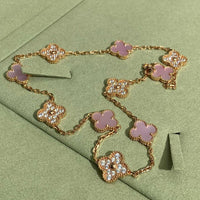 [Polaidi Jewelry ]CLOVER 10 MOTIFS DIAMOND PINK MOP NECKLACE