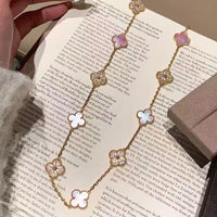 [Polaidi Jewelry ]CLOVER 20 MOTIFS DIAMOND PINK MOP NECKLACE