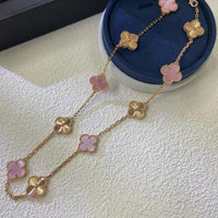 [Polaidi Jewelry ]CLOVER 10 MOTIFS  LASER PINK MOP NECKLACE