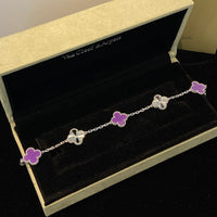 [Polaidi Jewelry ]CLOVER  5 MOTIFS  PURPLE VIOLET BRACELET SILVER