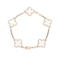 [Polaidi Jewelry ]CLOVER 5 MOTIF ROCK CRYSTAL PINK GOLD BRACELET