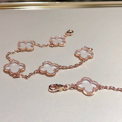 [Polaidi Jewelry]CLOVER 5 MOTIF ROCK CRYSTAL BRACELET