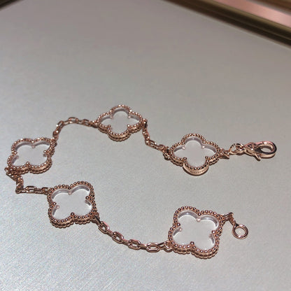 [Polaidi Jewelry]CLOVER 5 MOTIF ROCK CRYSTAL BRACELET