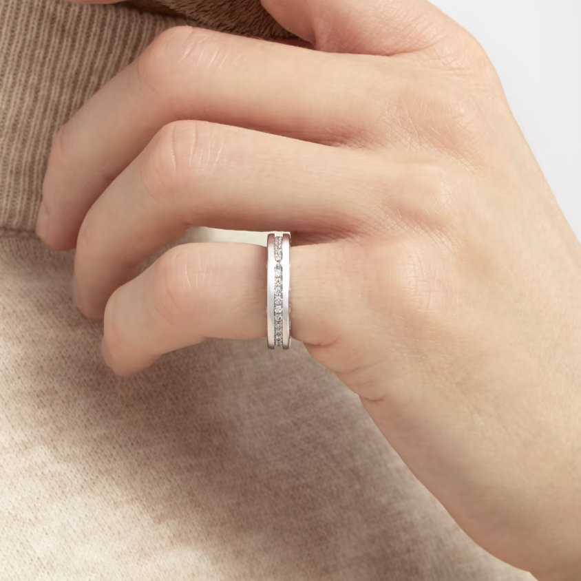 [Polaidi Jewelry]ZERO 1 ONE-BAND PAVED DIAMONDS ON THE SPIRAL RING