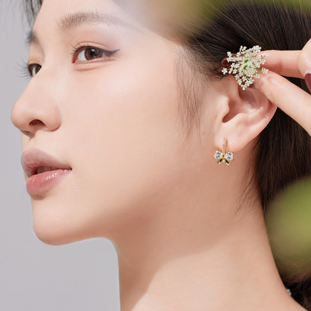 [Polaidi Jewelry]Exquisite Earrings With Heart-Shaped Bow Design