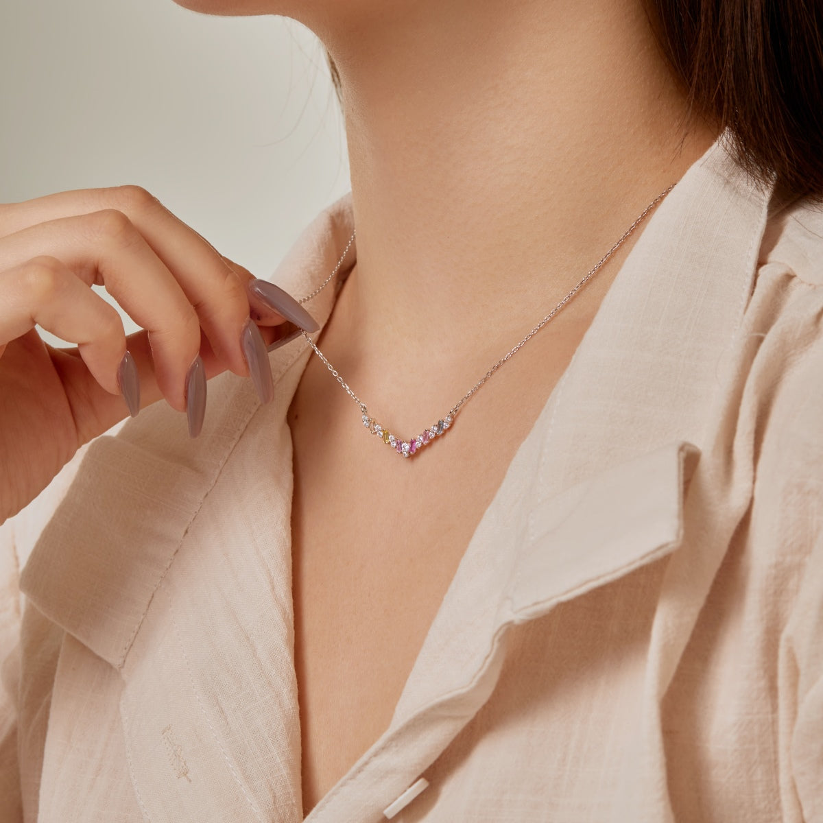 [Polaidi Jewelry]Dazzling Rainbow Necklace
