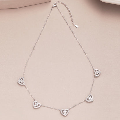 [Polaidi Jewelry]Sparkling Five Heart Necklace