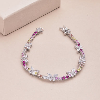 [Polaidi Jewelry]Ornate Colorful Butterfly Shape Round Cut Daily Bracelet