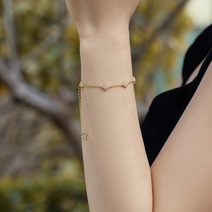 [Polaidi Jewelry]Four-Leaf Clover Hollow Butterfly Bracelet