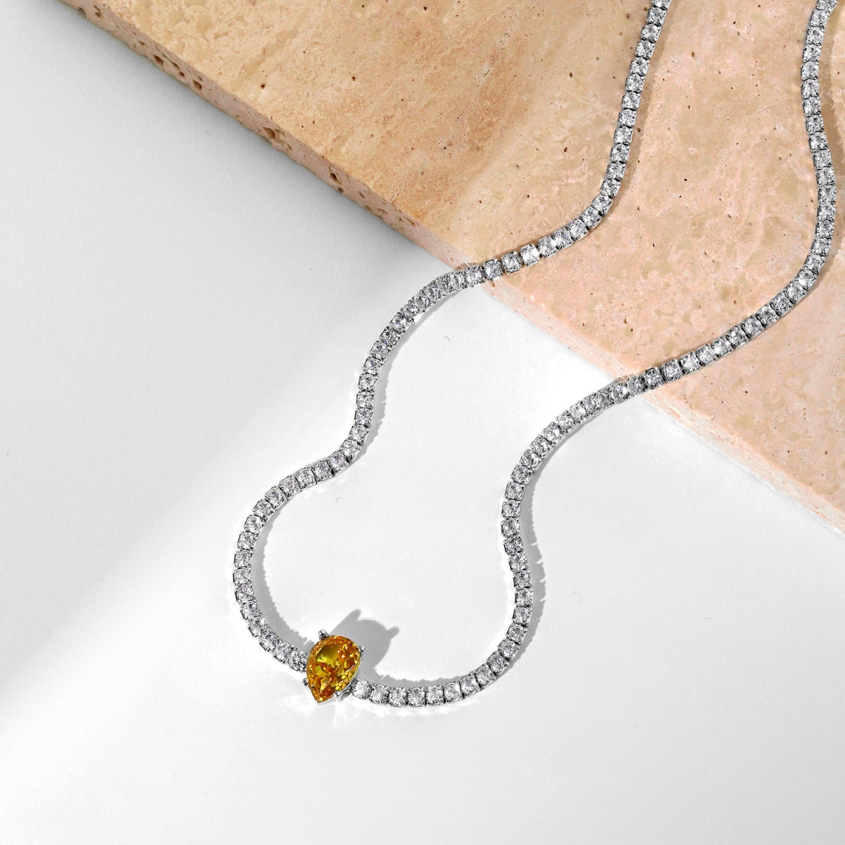 [Polaidi Jewelry]1.0 carat Unique Pear Cut Tennis Necklace