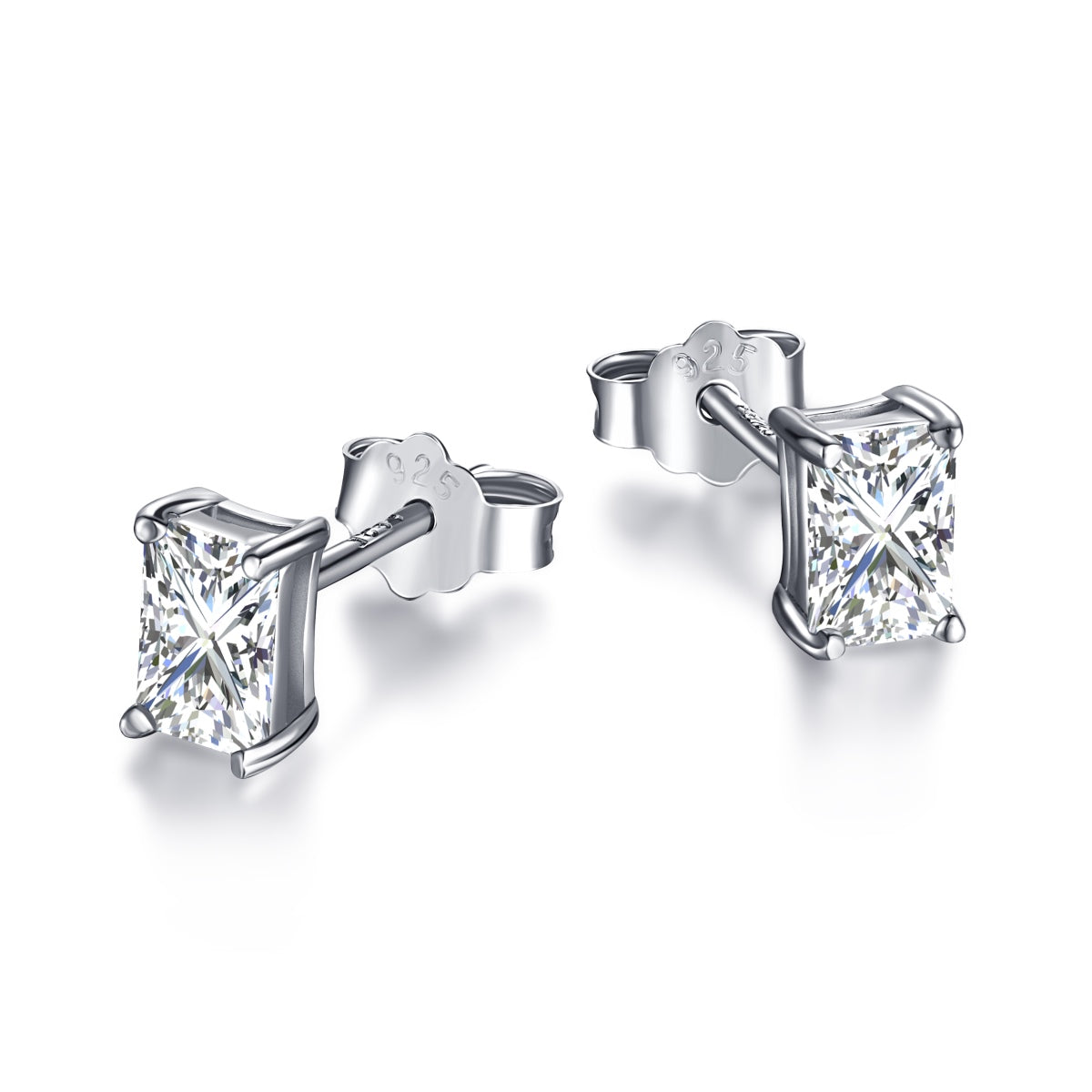 [Polaidi Jewelry]Stylish Shiny Rectangular Center Stone Stud Earrings