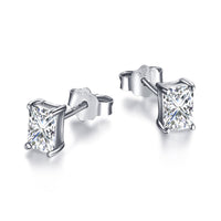 [Polaidi Jewelry ]Stylish Shiny Rectangular Center Stone Stud Earrings