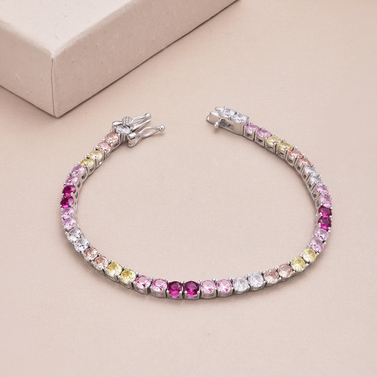 [Polaidi Jewelry]Radiant Colorful Round Cut Tennis Bracelet