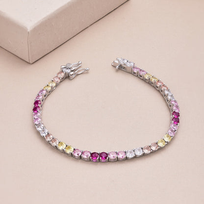 [Polaidi Jewelry]Radiant Colorful Round Cut Tennis Bracelet