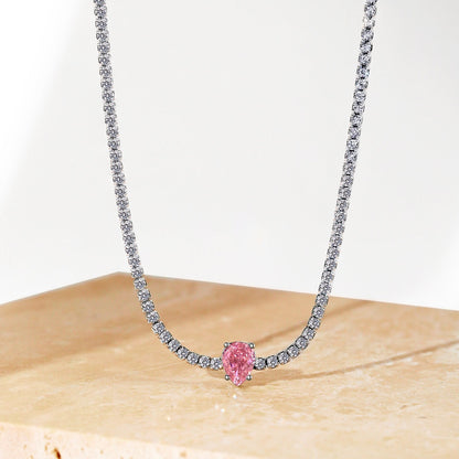 [Polaidi Jewelry]1.0 carat Unique Pear Cut Tennis Necklace