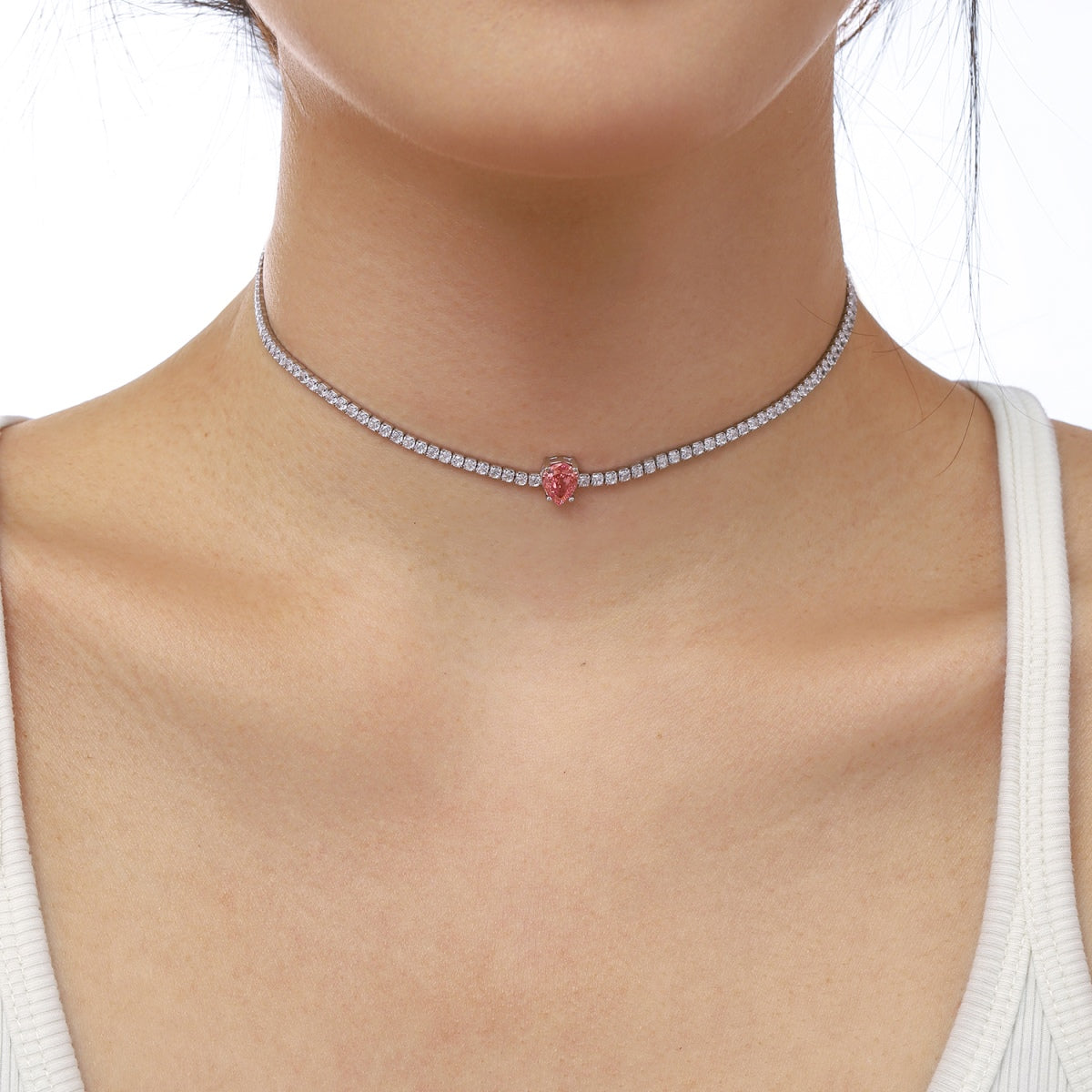 [Polaidi Jewelry]1.0 carat Unique Pear Cut Tennis Necklace