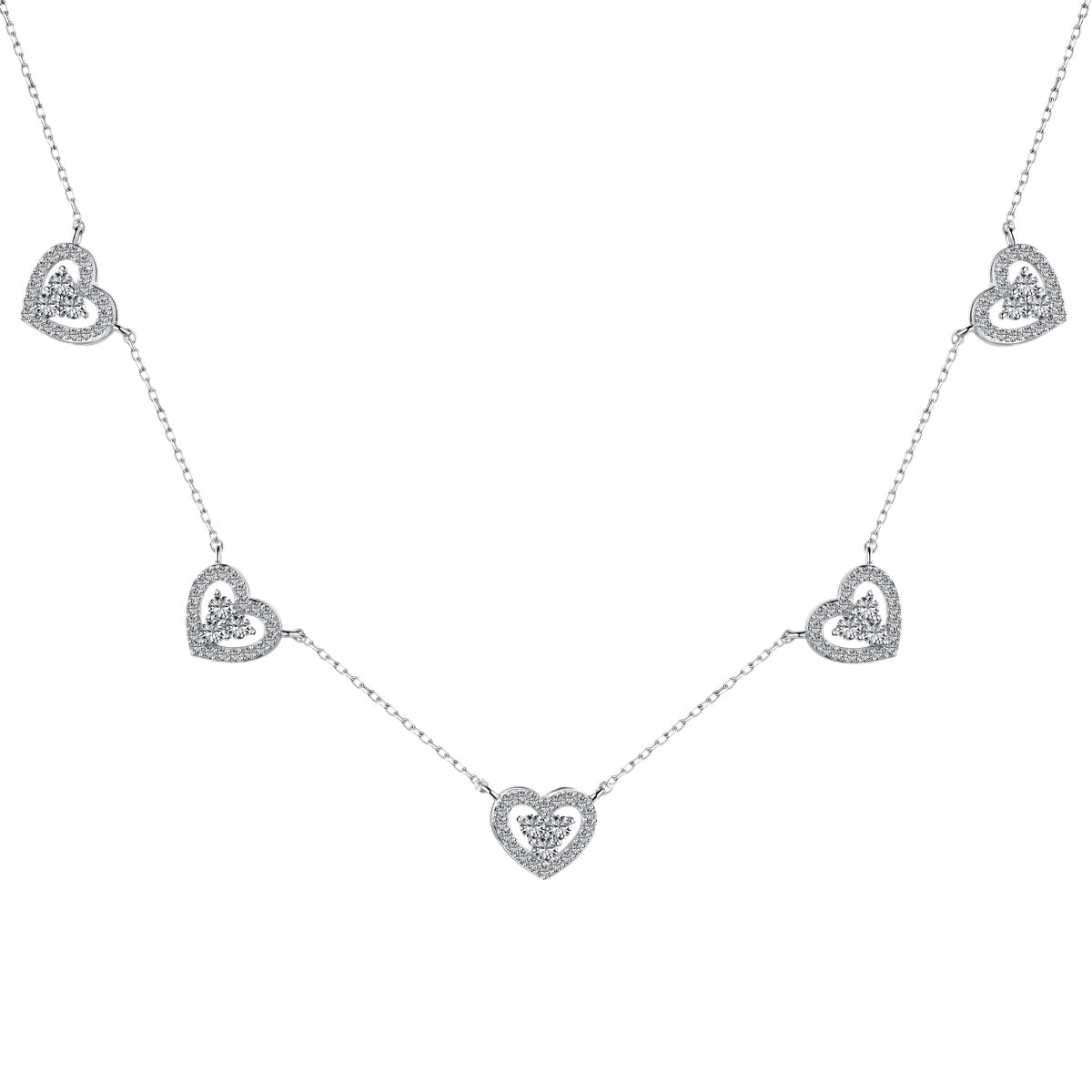 [Polaidi Jewelry]Sparkling Five Heart Necklace
