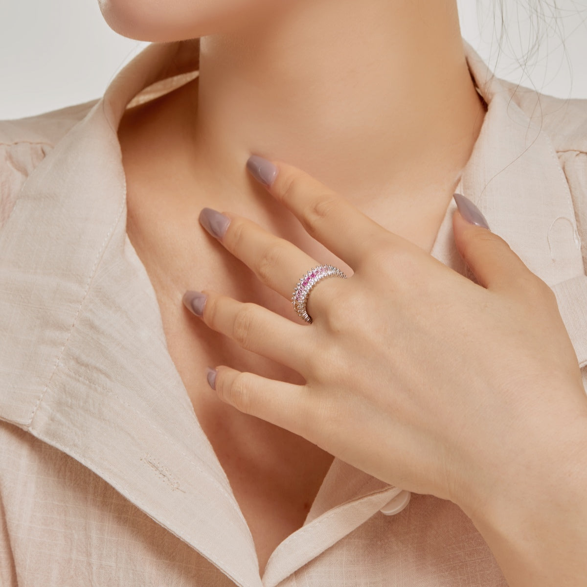 [Polaidi Jewelry]Ornate Colorful Radiant Cut Daily Ring
