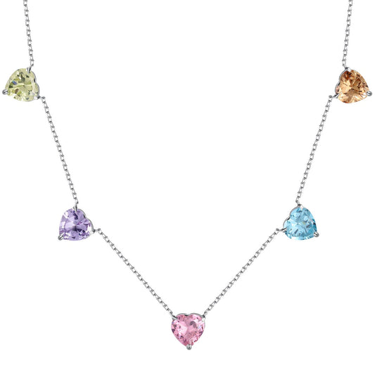 [Polaidi Jewelry]Sparkling Colorful Heart Cut Necklace