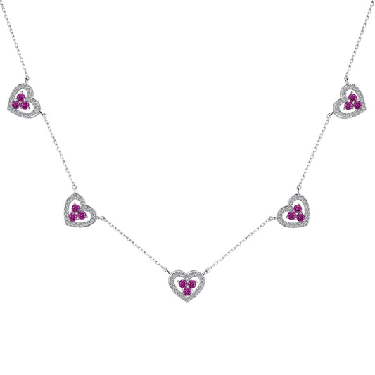[Polaidi Jewelry ]Sparkling Five Heart Necklace