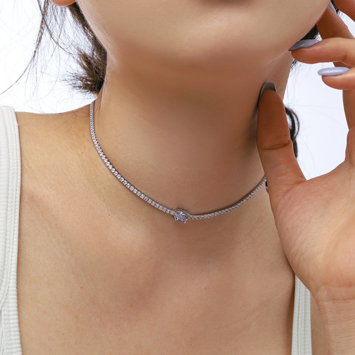 [Polaidi Jewelry]1.0 Carat Shining Oval Cut Necklace