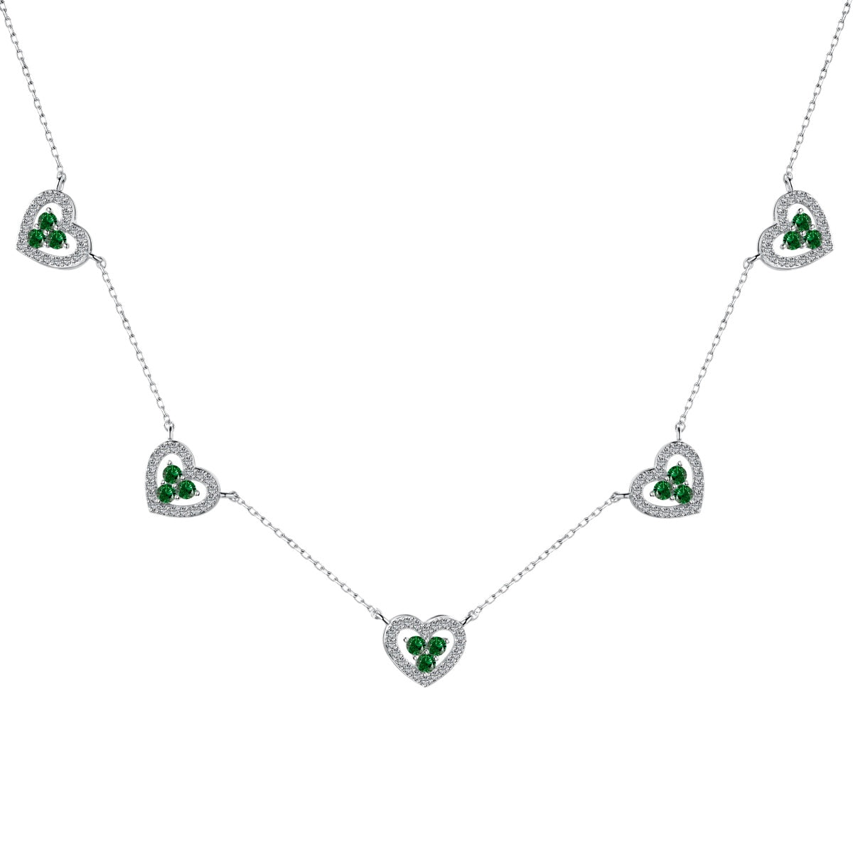 [Polaidi Jewelry]Sparkling Five Heart Necklace