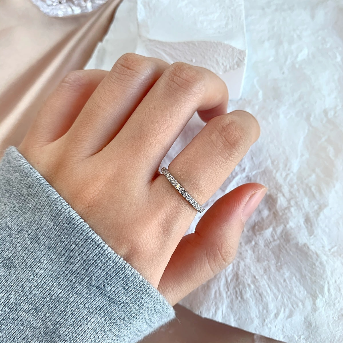 [Polaidi Jewelry]Delicate Sparkling Round Cut Daily Ring