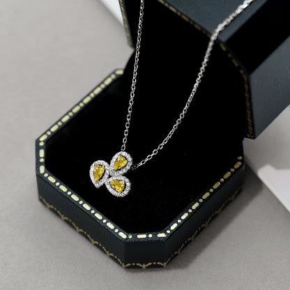 [Polaidi Jewelry]Elegant Flower Shape Pear Cut Necklace