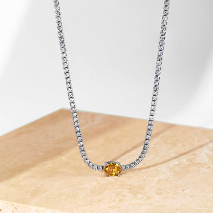 [Polaidi Jewelry]1.0 Carat Shining Oval Cut Necklace