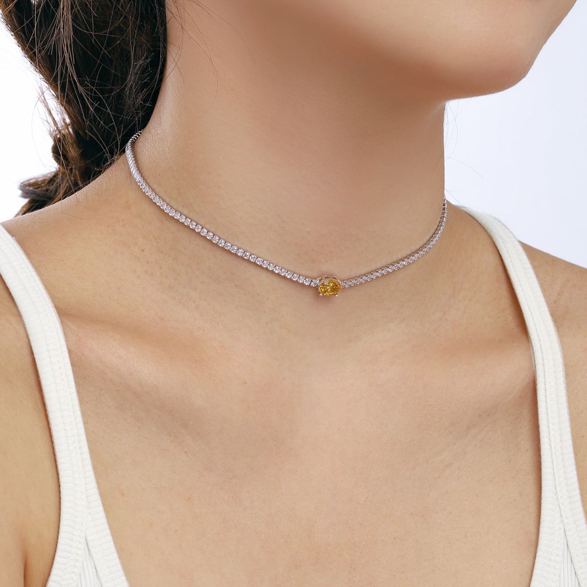 [Polaidi Jewelry]1.0 Carat Shining Oval Cut Necklace