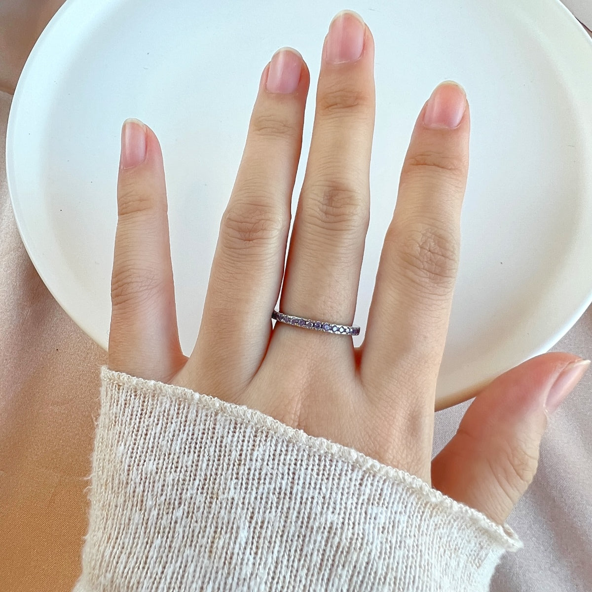 [Polaidi Jewelry]Delicate Sparkling Round Cut Daily Ring