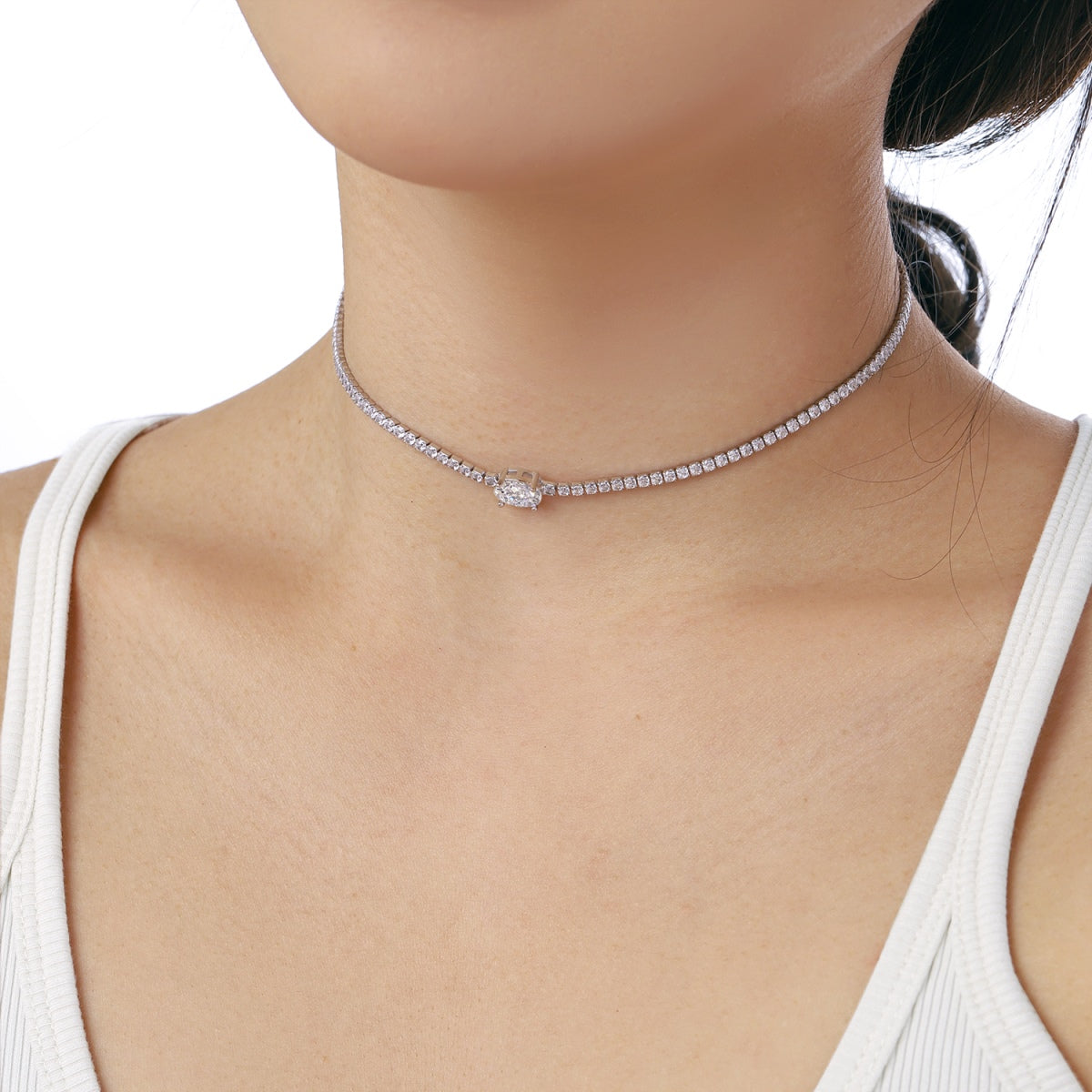 [Polaidi Jewelry]1.0 Carat Shining Oval Cut Necklace