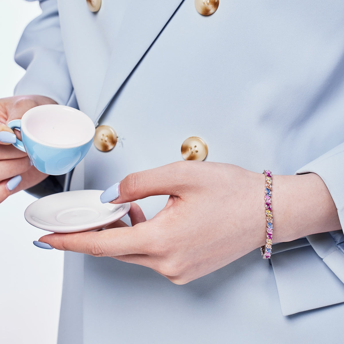[Polaidi Jewelry]Ornate Sparkling Multi Cut Party Bracelet