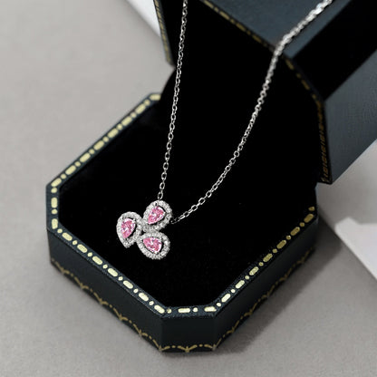 [Polaidi Jewelry]Elegant Flower Shape Pear Cut Necklace