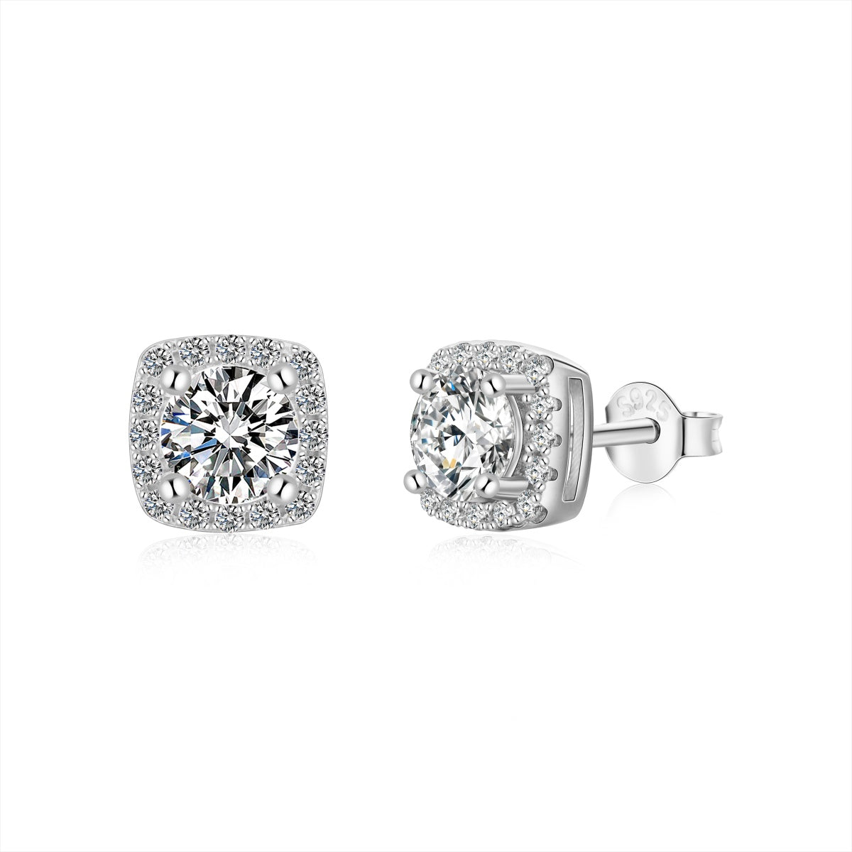 [Polaidi Jewelry]Classic Round Center Stone Stud Earrings