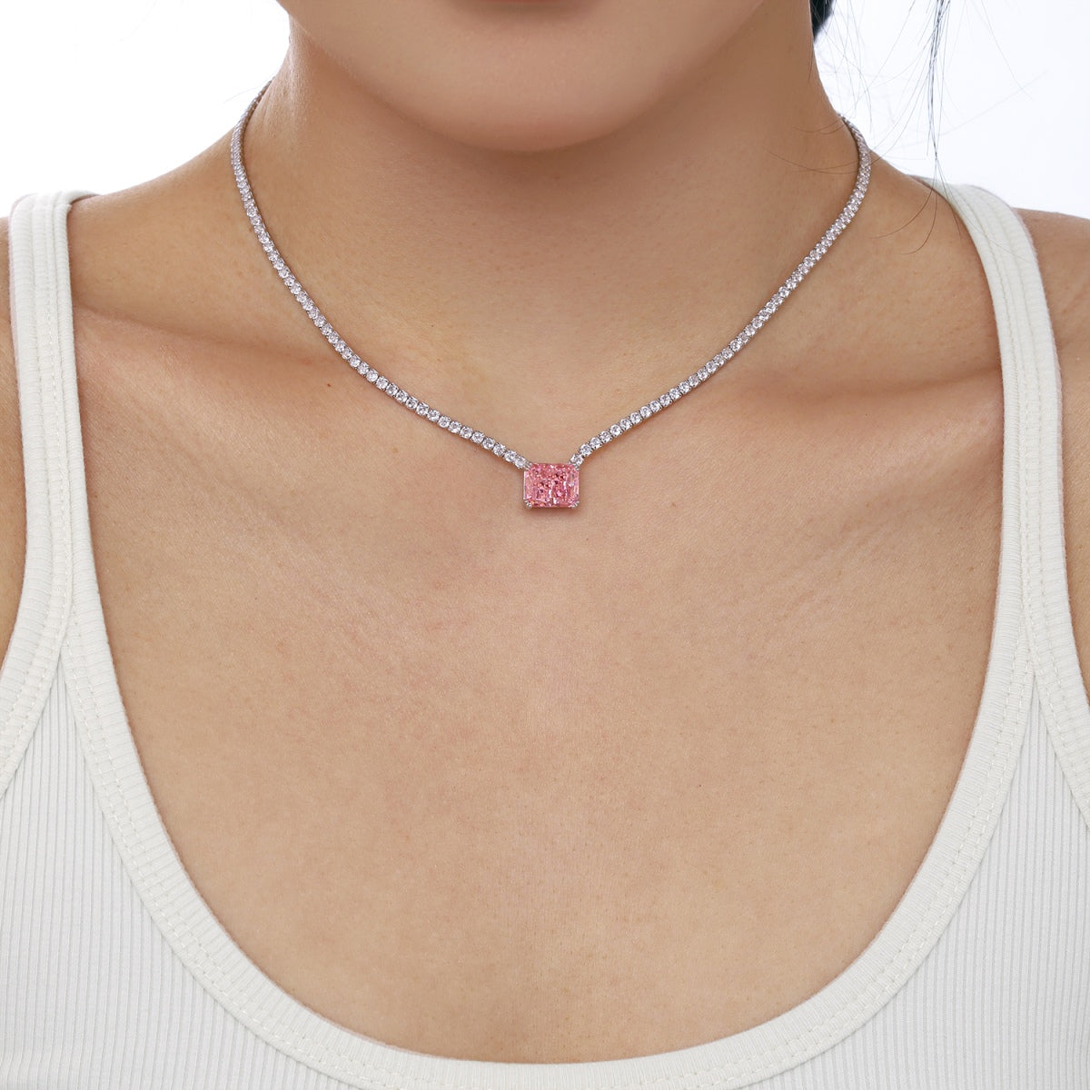 [Polaidi Jewelry]4.0 Carat Elegant Radiant Cut Necklace