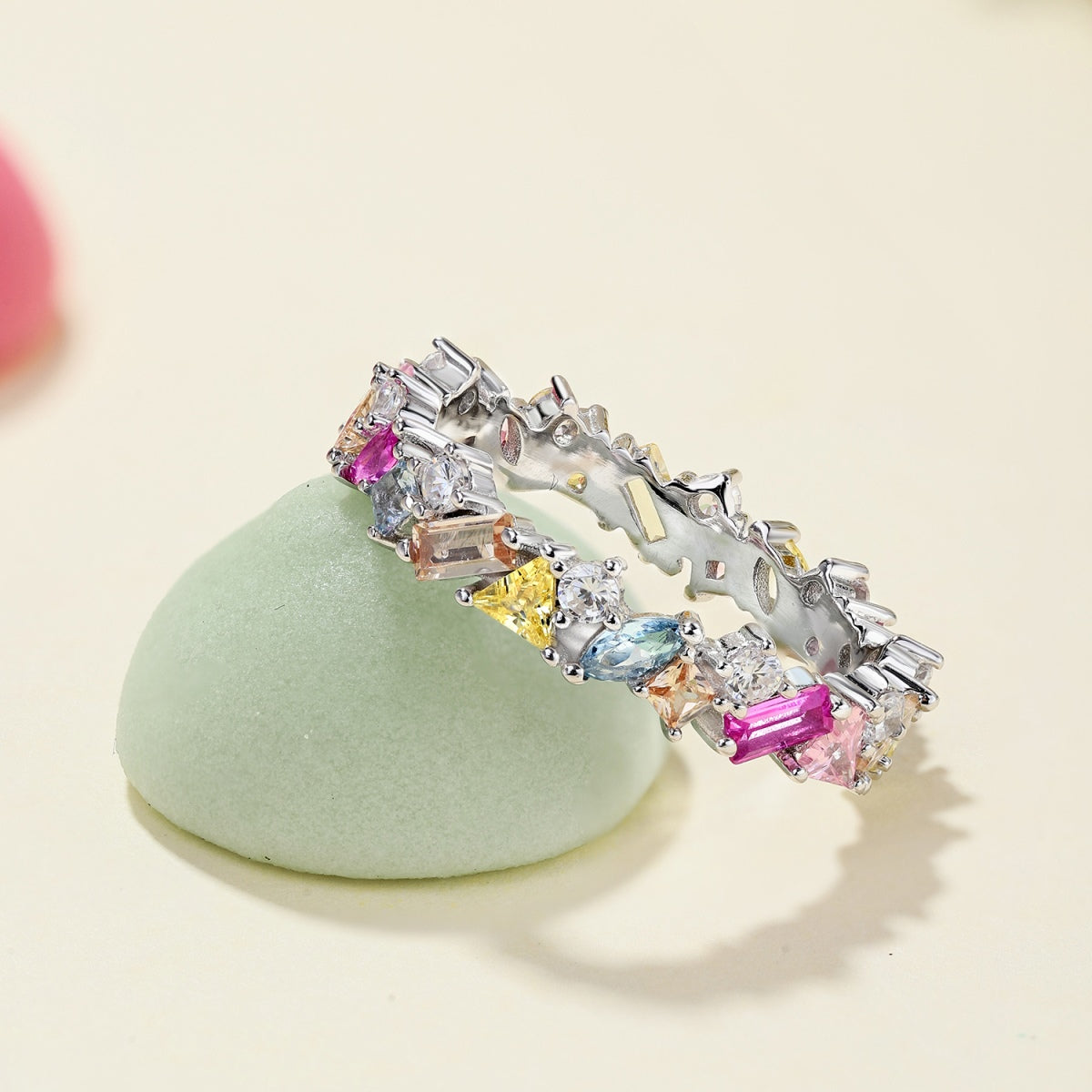 [Polaidi Jewelry]Dazzling Polychromatic Multi cut Daily Ring