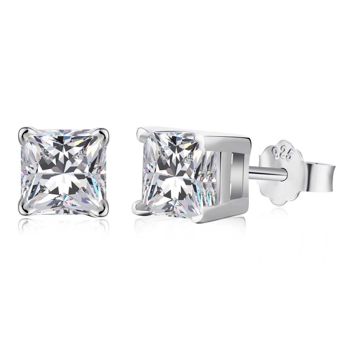[Polaidi Jewelry]1.0 Carat Radiant Princess Cut Wedding Earrings