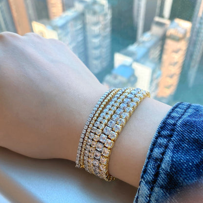 [Polaidi Jewelry]Radiant Shinning Princess Cut Tennis Bracelet