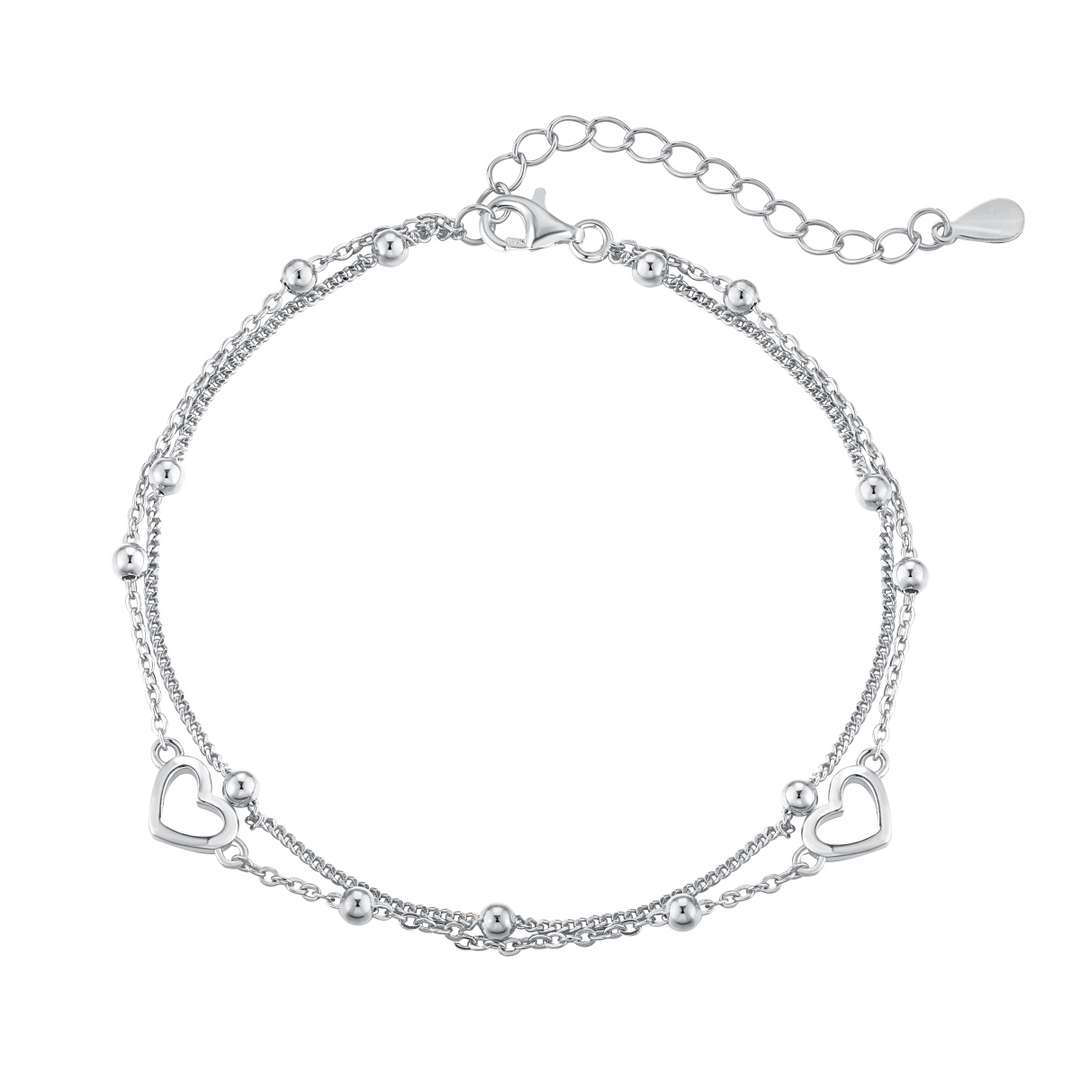 [Polaidi Jewelry]Dainty Double Layer Love Heart Bracelet