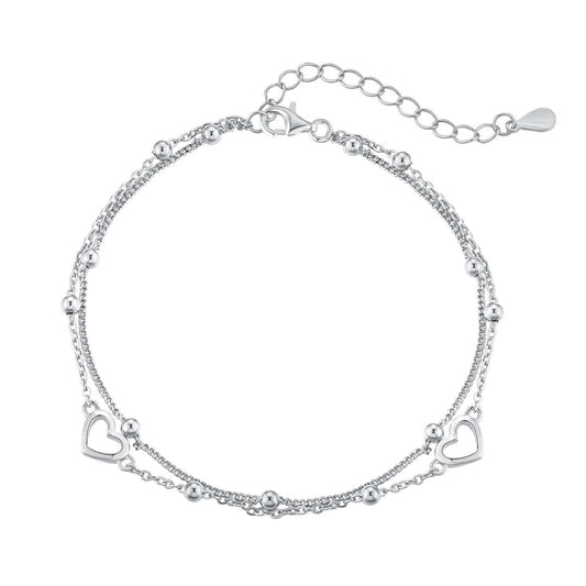 [Polaidi Jewelry]Dainty Double Layer Love Heart Bracelet