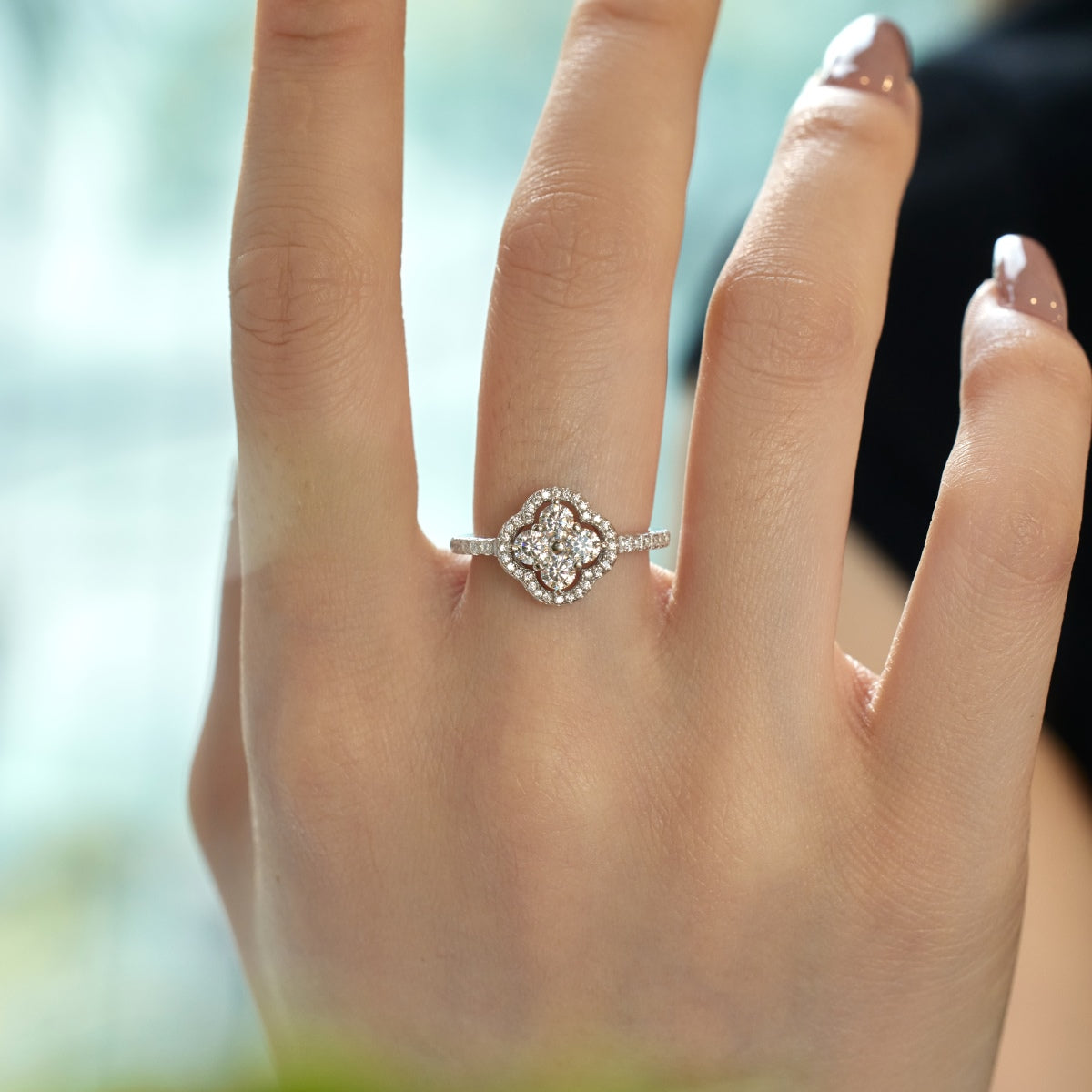 [Polaidi Jewelry]Four Leaf Clover Flower Design Ring