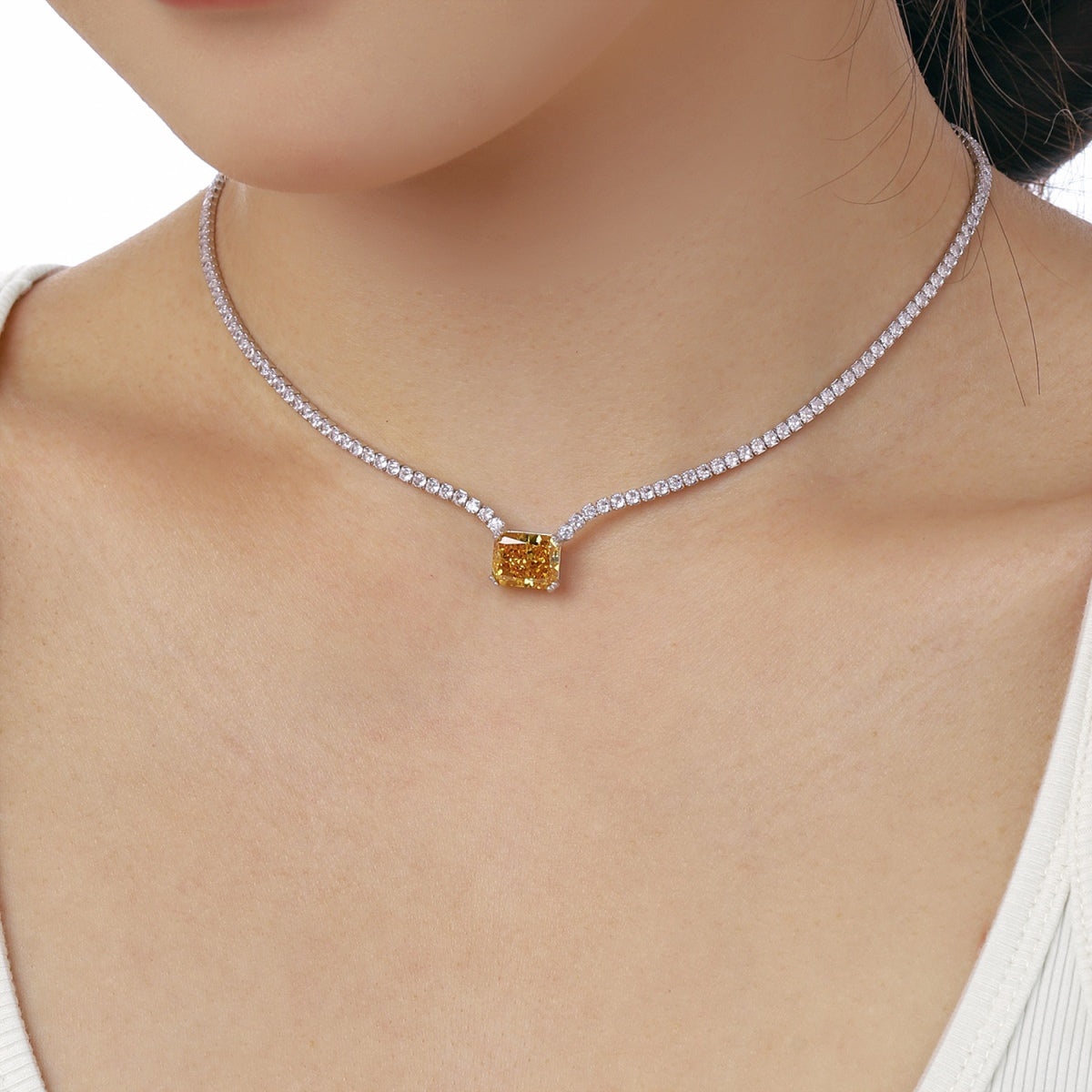 [Polaidi Jewelry]4.0 Carat Elegant Radiant Cut Necklace